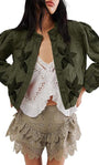 Washed Cotton Maple Leaf Affixed Cloth Embroidered Women's Coat Cotton-padded Jacket