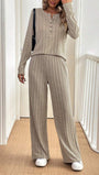 Loose Button Pit Stripes Knitting Suit