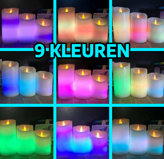 9 kleuren LED kaarsen