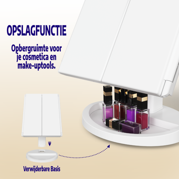 Opslagfunctie Make-Up Spiegel met LED Verlichting